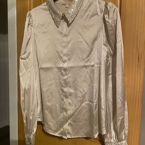 Flying Tomato Cream Blouse with Silver Accents